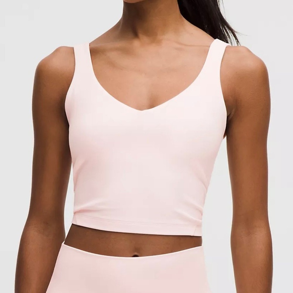 Lululemon Pink Pearl Align Tank Top 8 Cropped V-Neck Balletcore Yoga Sporty - Picture 2 of 7